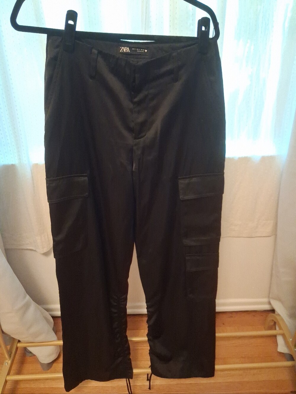 Zara Black Straight-Leg Cargo Jumpsuit